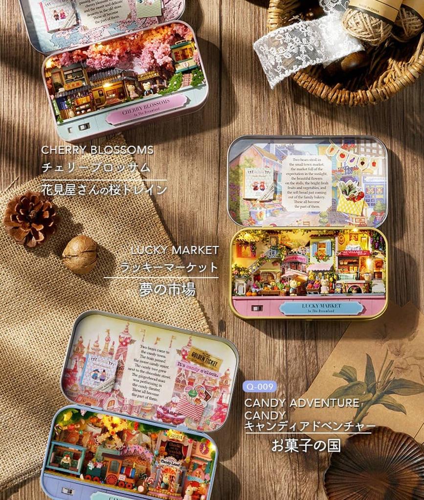 Moin Moin Dollhouse Miniature Handmade Kit Set Instruction Manual Bear Touring Dreamland Teddy Bear Accessories Can Case Beginner Fruit Stall LED
