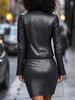 European and American Women's PU Leather Sling Bodycon Skirt with Long Sleeve Round Neck Cardigan Two-Piece Set