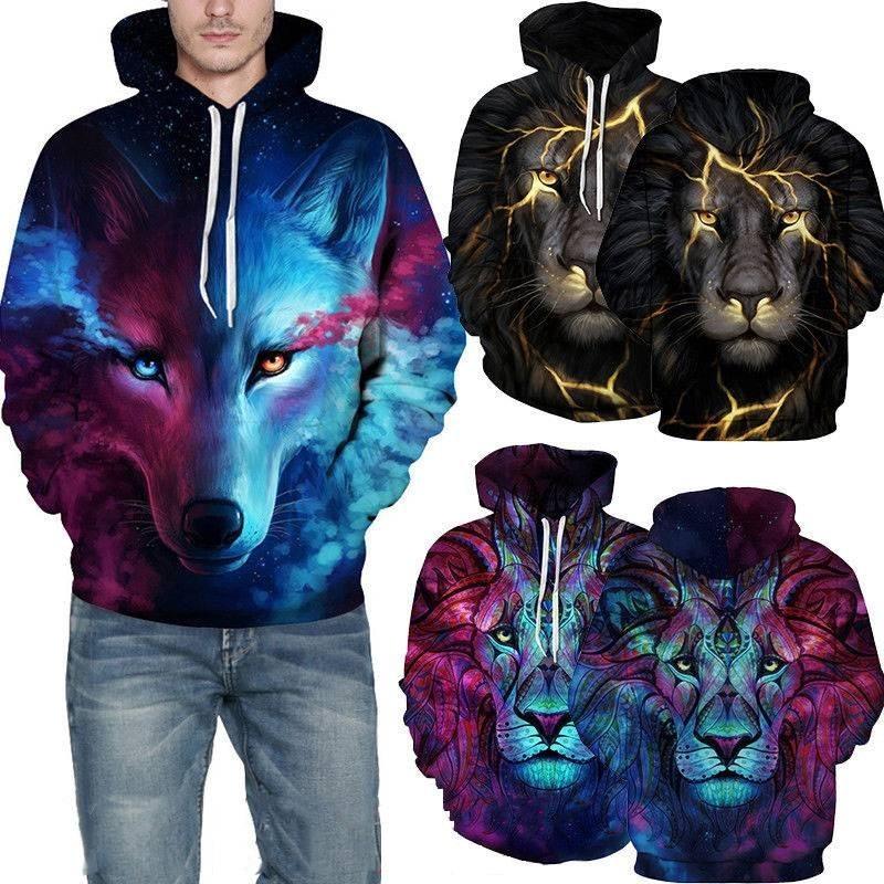 Vibrant Skull Print Digital Pullover Hoodie For Men Comfortable Loose Fit