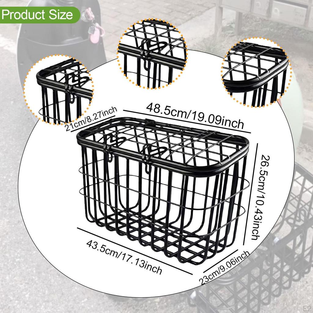Bike Basket,Tricycle Rear Basket,Iron,Premium Large Capacity Bicycle Basket Electric