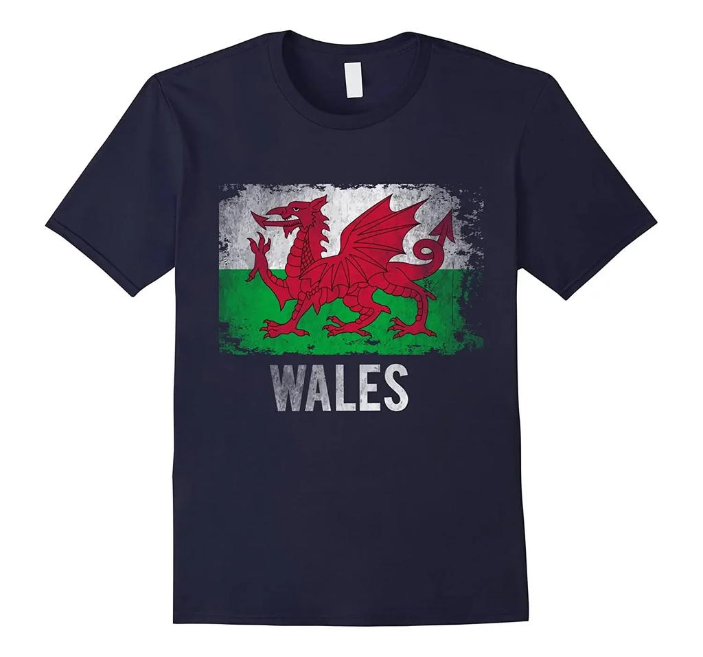 Vintage Distressed Wales Welsh Flag TShirt Summer Cotton Short Sleeve ONeck Mens T Shirt New S3XL