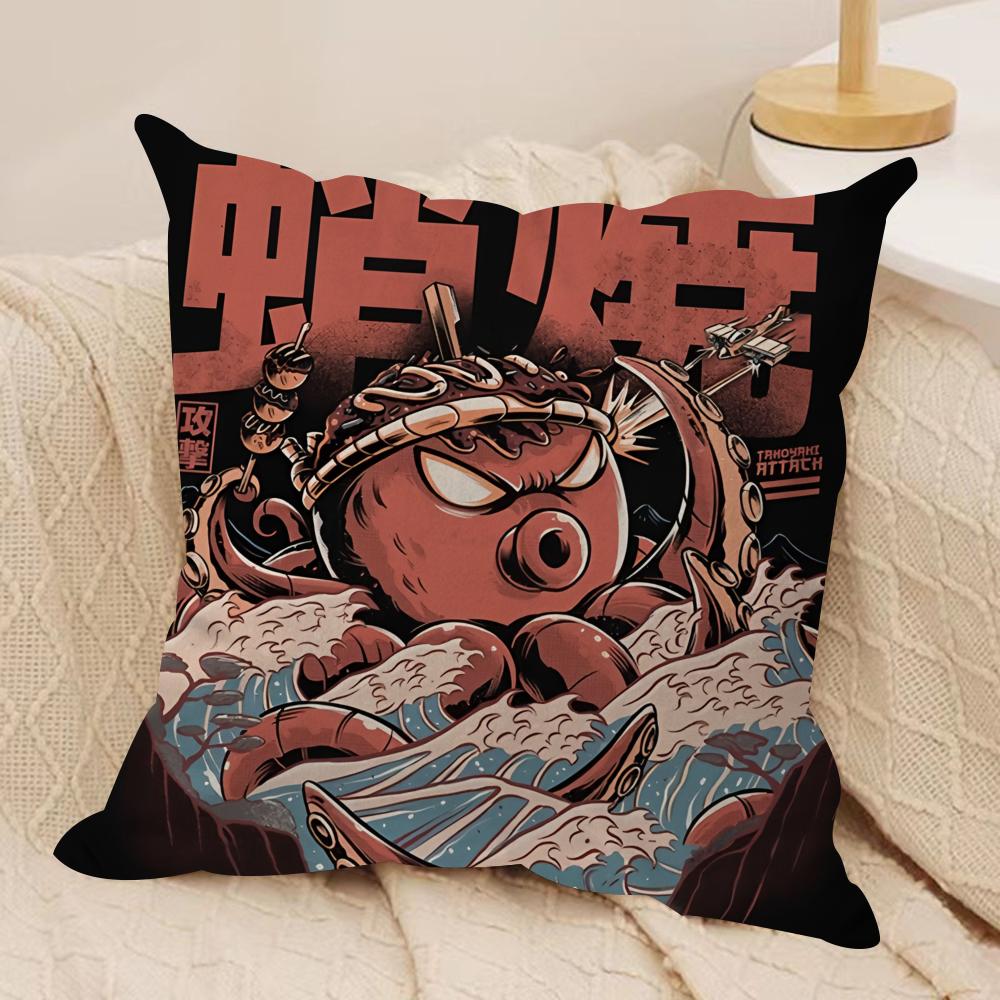 Food Disaster Cushion Cover Silky Short Plush Sofa Pillow Cover Hidden Zipper Soft Dustproof Case for Home Decor