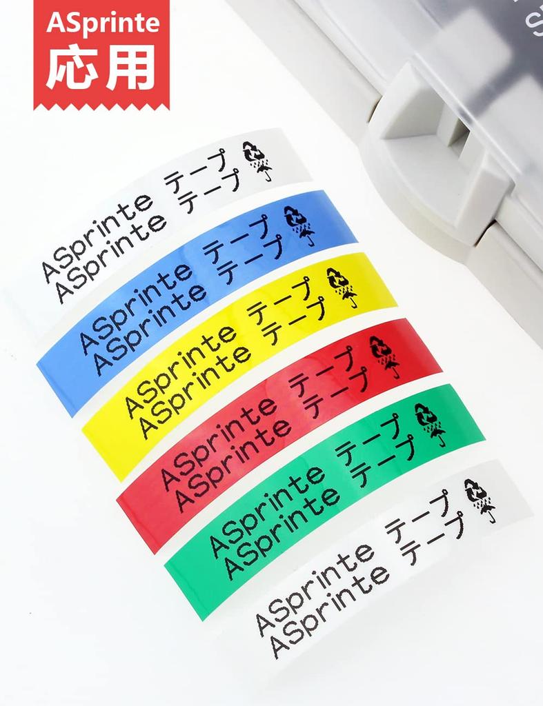 12mm Compatible Tepra Tape Cartridges for Kingjim Tepra Pro Strong for Tepra Pro 6 Colors of Asprinte (SS12K, ST12K, SC12R, SC12Y, SC12G, SC12B) -