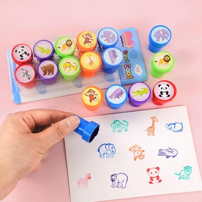 10pcs Cartoon Animal Unicorn Self-ink Stamps Toy Kids Birthday Party Favors Goodie Bag Pinata Fillers Boy Girl Christmas Gift