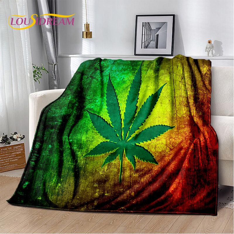 Bob Marley Reggae Music Jamaican Maple Leaf Plush Blanket,Flannel Blanket Throw Blanket for Living Room Bedroom Bed Sofa Picnic