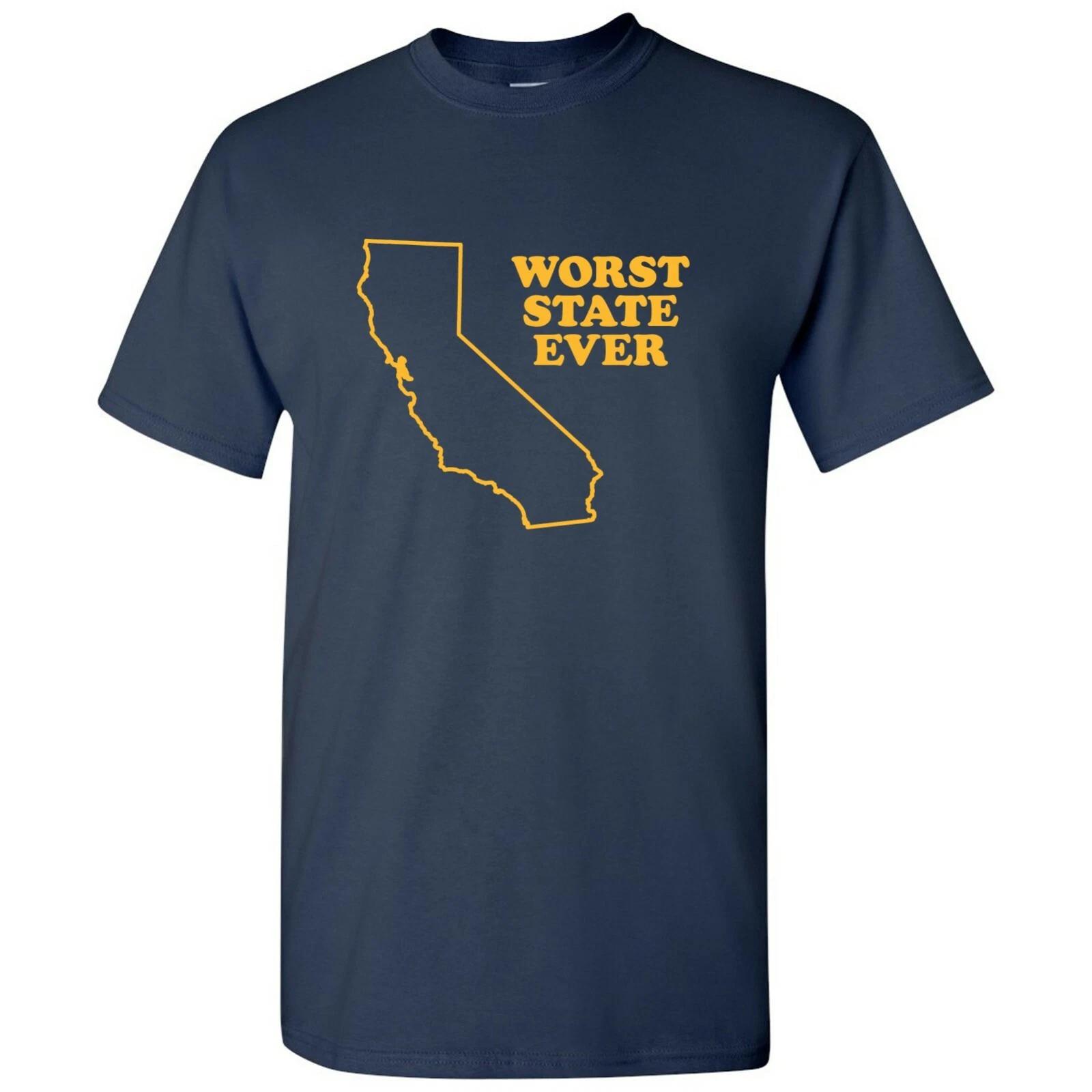 California Worst State Ever Basic Cotton T-Shirt - Navy XL