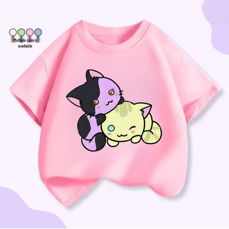 Aphmau Cartoon Baumwoll-T-Shirt - Sommerkollektion 2026 für Kinder: Europäische & Amerikanische Seltsame Geschichten Design