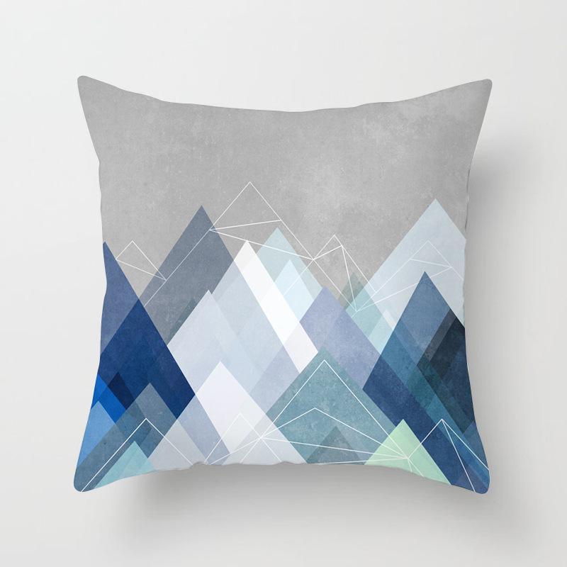 

New Style Abstract Blue Printed Pillow For Living Room And Study Peach Leather Velvet Simple And Fashionable Cushion Car Pillow 45*45cm