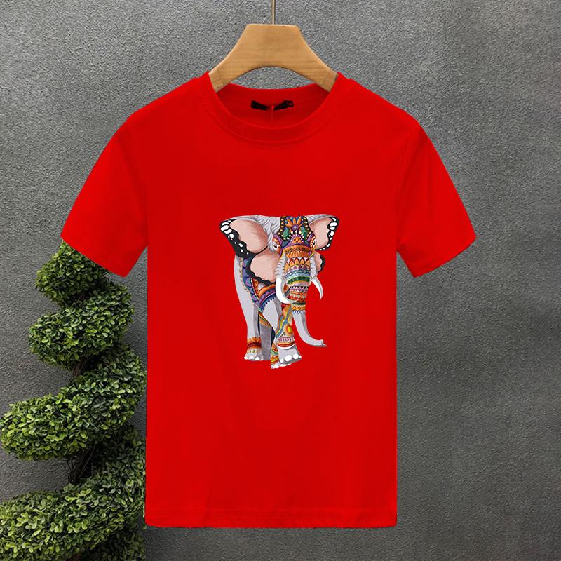 2024 Luxury Elephant 100% Cotton High Quality Printing Couple Tees Summer Harajuku For Men/Women Short Sleeve T-shirt Asian Size