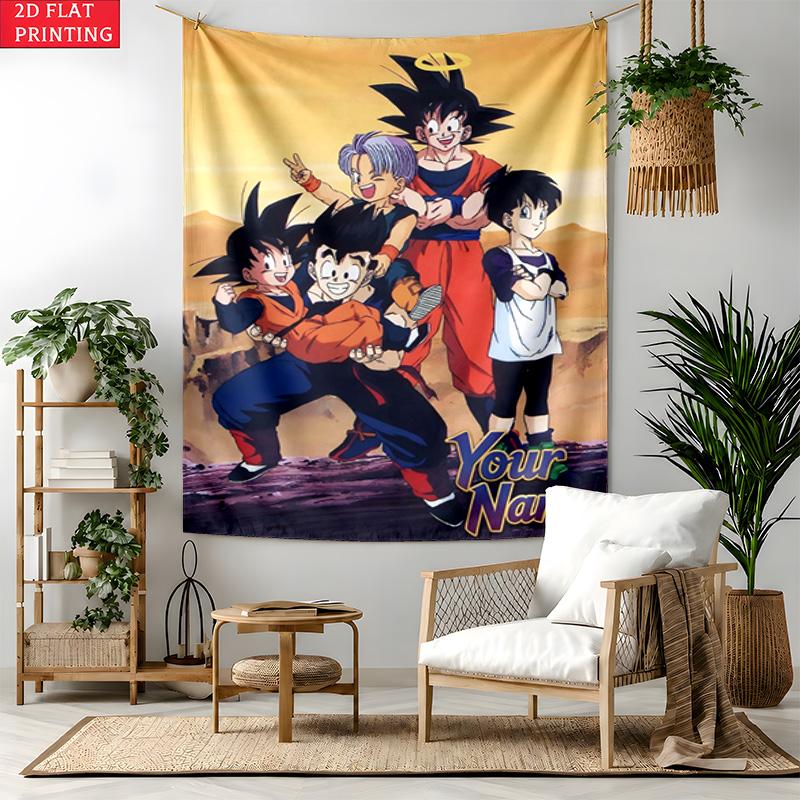Dragon Ball Custom Name Tapestry Personalized Wall Art Hanging Bohemian Home Decor for Bedroom Dorm Living Room