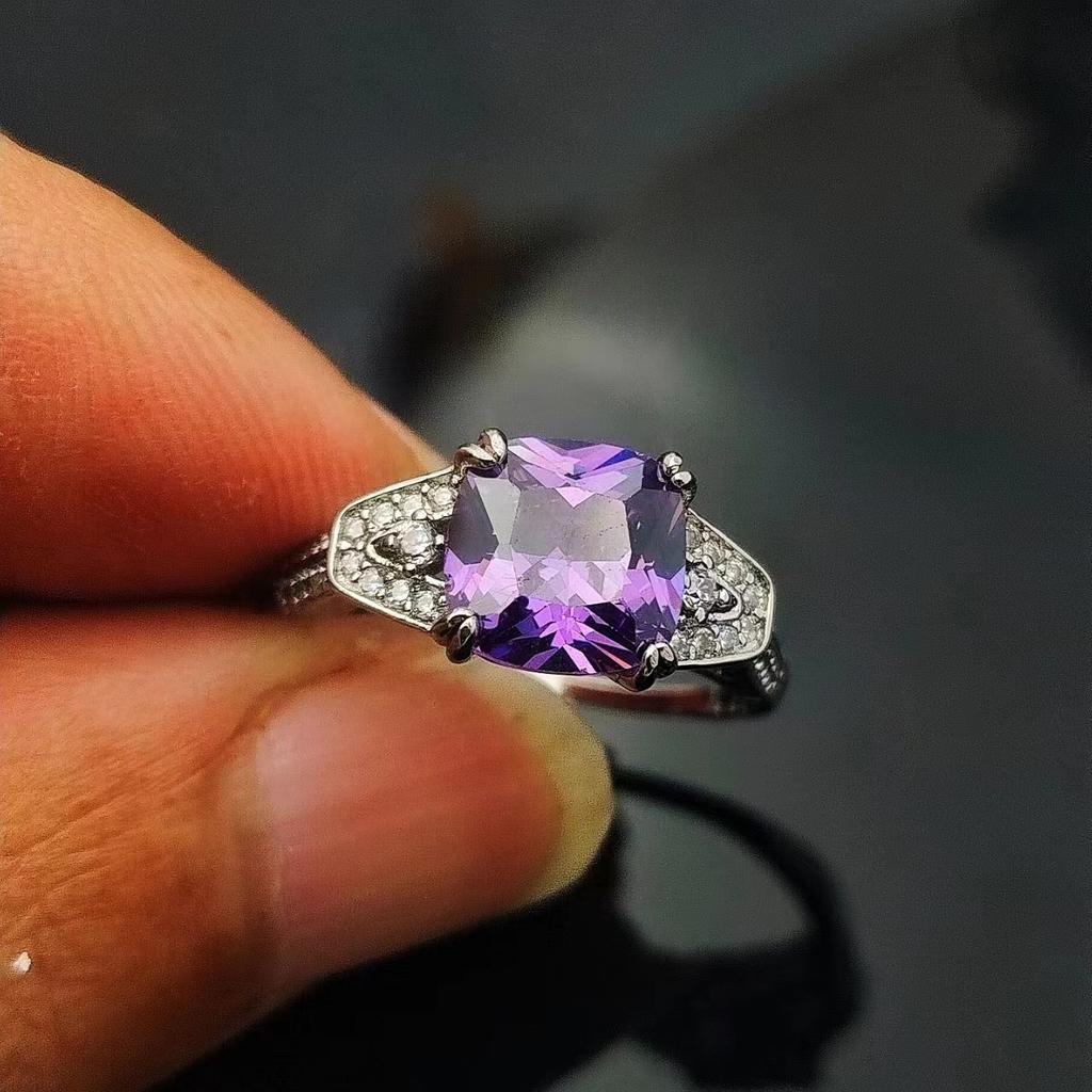 Bague Carrée Zir*****Pen Tendance Mode Femme Bijou Bague Carrée Grosse Polyvalente