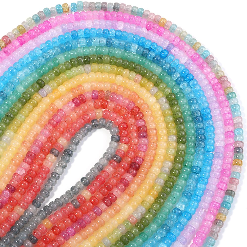 1 Strand Abacus Glass Beads Dual Color Mixed Crack Beads Spacer Beads For DIY Bracelets Keychain Charms Jewelry Making Supplies