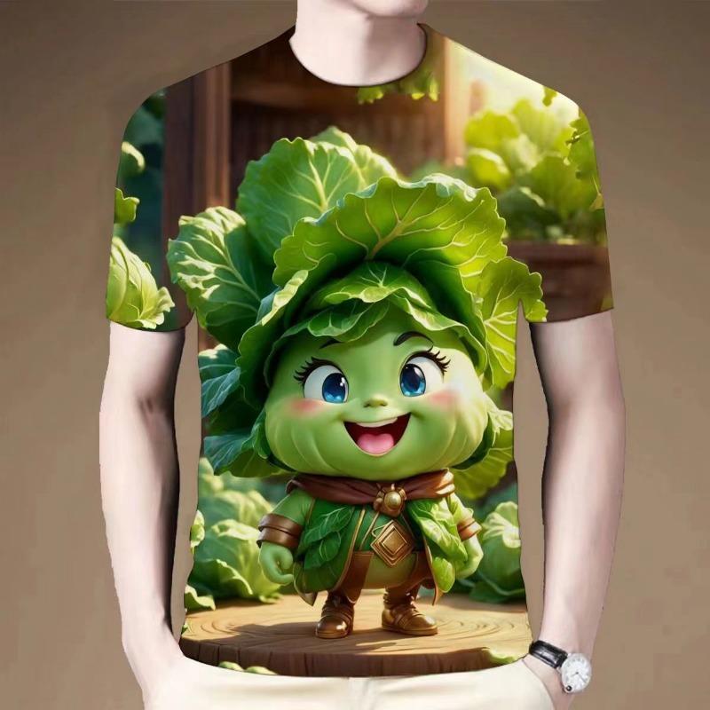 Sommer Kreativ Lustig Cartoon Gemüse Muster 3D Gedruckte Kurzarmshirts T-Shirts Sommer Rundhals Modisch Lässig Herren T-Shirts