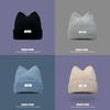 Knitted Cat Ear Letter Beanie Hat For Women Winter Warmth Casual Style