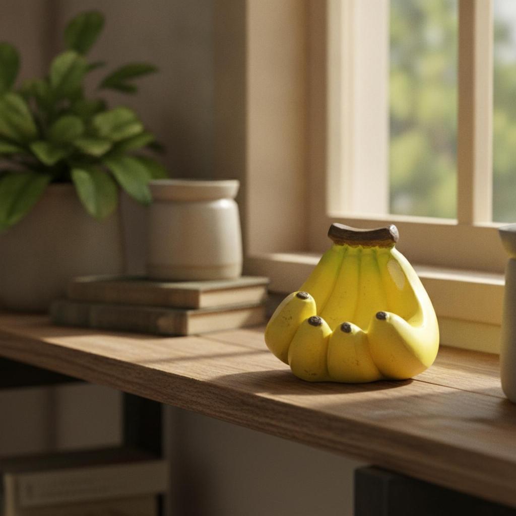 Banana Bird Feeder Yellow with Hanging Hole Resin Garden Decoration for Gardeners, Yard,