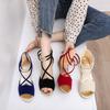 Sandals Women's Summer New Wedge Heel Fish Mouth Bag and Roman Sandals