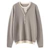 2025 Winter Women's Faux Two-Piece Cashmere Half-Open Neck Slimming Pullover Sweater