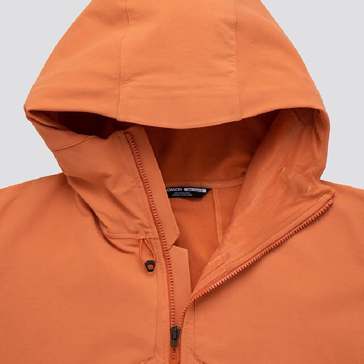 Salomon Solid Color Hooded Zip Design Long Sleeve Jacket Men jackets Lobster-Red C22163