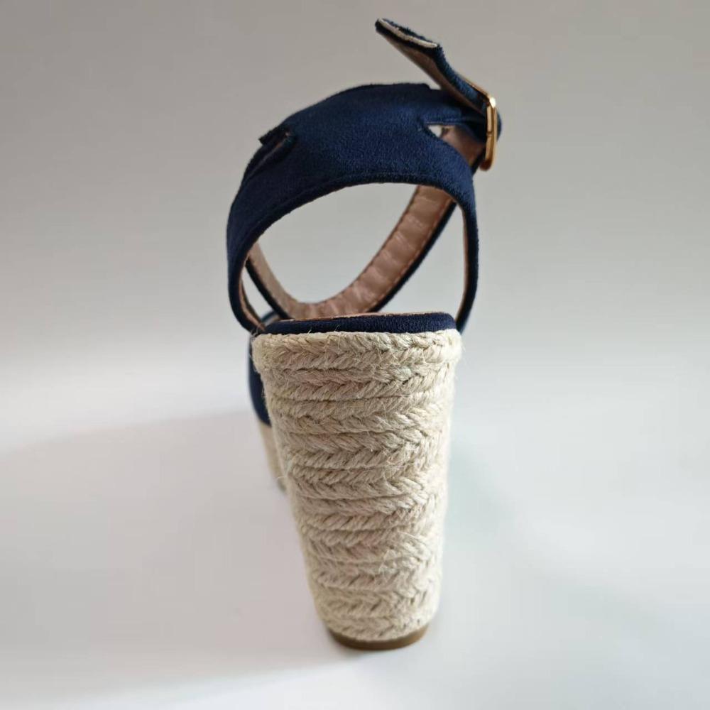 Platform Shoes Women Wedge Heels Blue Elegant Ladies Party Shoes Fashion Espadrille Wedge Heel 10cm Plus Size 42