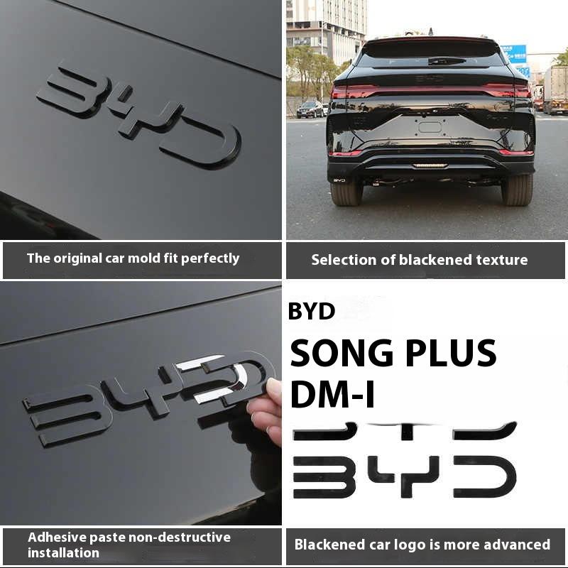 BGY1 For BYD Song Plus DMI Seal U Sealion 6 Black Front Emblem Modification Black Warrior Car Badge Covering Styles Logo