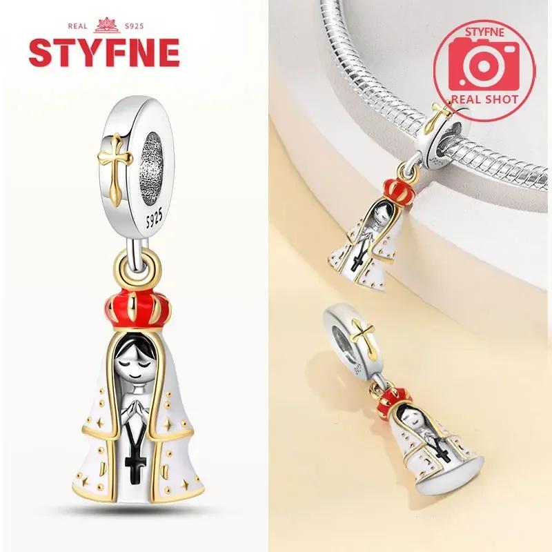 Real Copperour Lady Charm Bead The Virgin Mary Dangle Fitoriginal Bracelet Fine Jewelry Diy Gift For Women