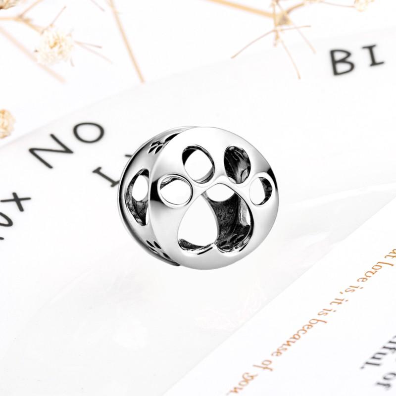 DIY Подарки для украшений Блестящий отпечаток лапы Кошка и Бантик Котёнок Лабрадор Щенок Собака Шармы Бусины Подходят для Оригинальных Браслетов Аксессуары