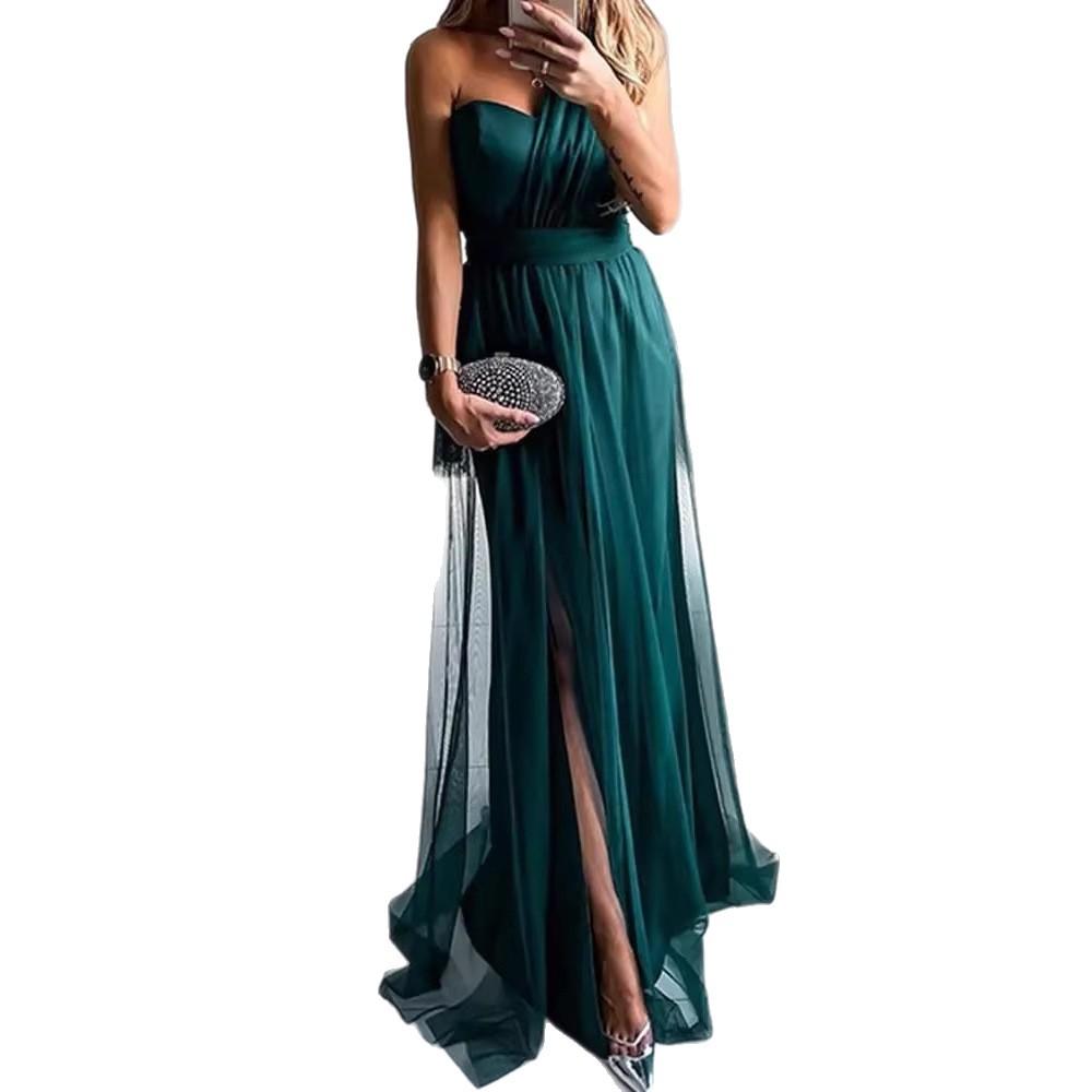 Commuter Dress Outer Single Solid Color Suspender Dress Evening Dress