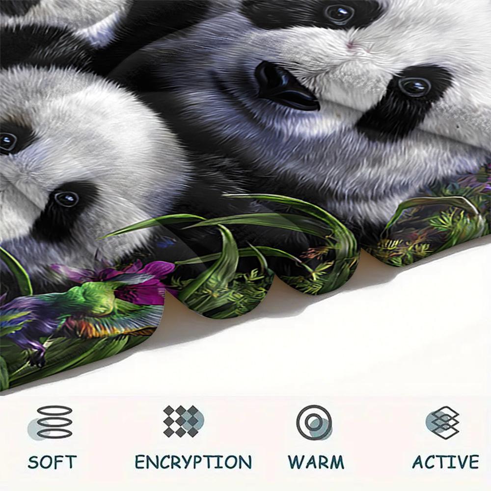 Pandas Print Flannel Blanket, High quality Comfortable for All Seasons, Home Decor, Warmth and Comfort, Perfect for Christmas Gifts