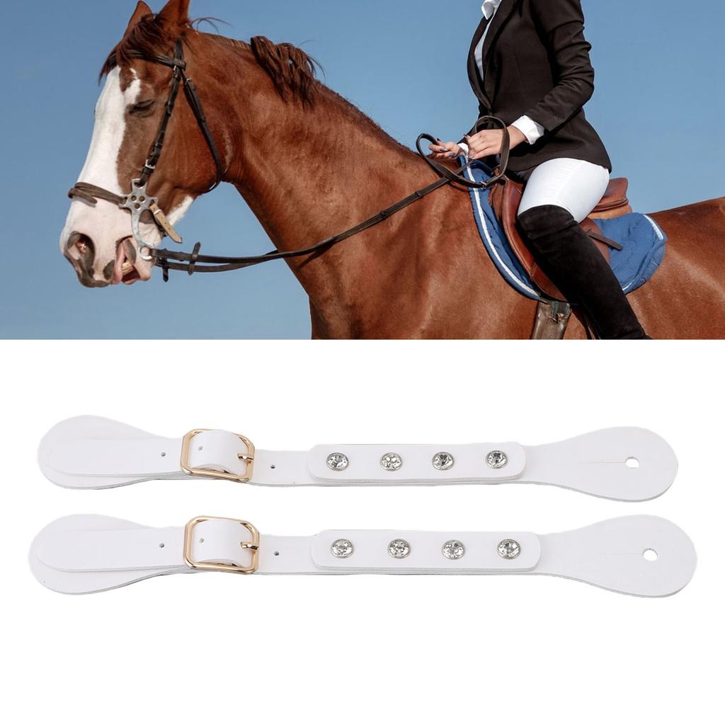 1 Pair Spur Straps Rhinestone Decorated Synthetic Lther Vintage Spur Boot Straps for Boots Equipment