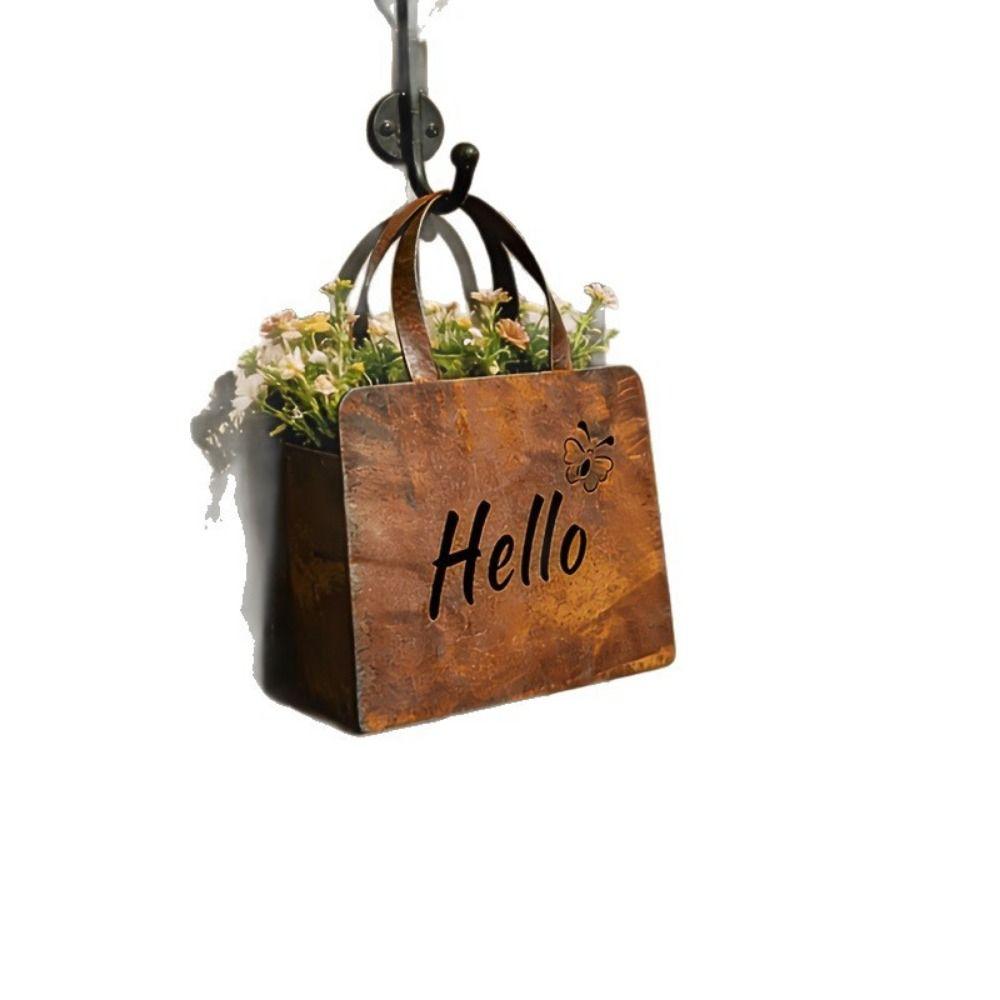 Rustic Wedding Signage Handbag Shaped Metal Hanging Planter Welcome Sign Farmhouse Decor