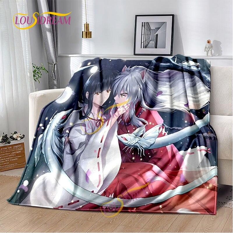 Inuyasha battaniyesi sıcak rahat çocuk battaniyesi karikatür pazen çarşaf kanepe örtüsü yürüyüş yetişkin ofis öğle yemeği molası battaniyesi.