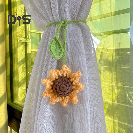 Flower Curtain Tiebacks Knitted Floral Curtain Strap for Curtains Drapes Handmade Crochet Flower Bookmark for Book Lovers