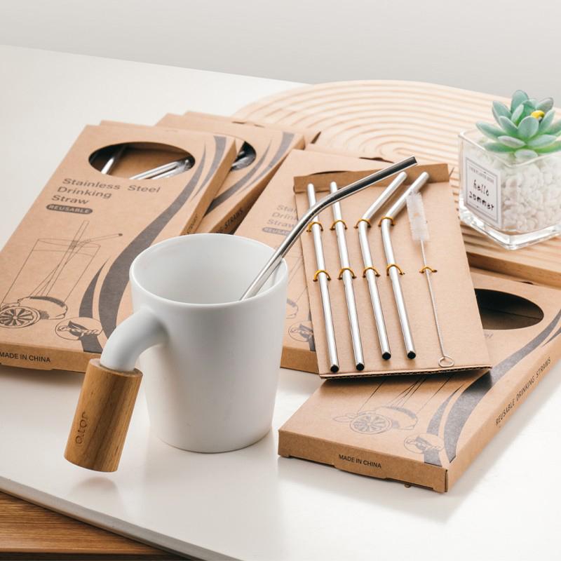 GIANXI Stainless Steel Straw Healthy Eco Friendly Straws For Drinks Reusable Straws Set With Cleaner Brush Drinkware Accessories