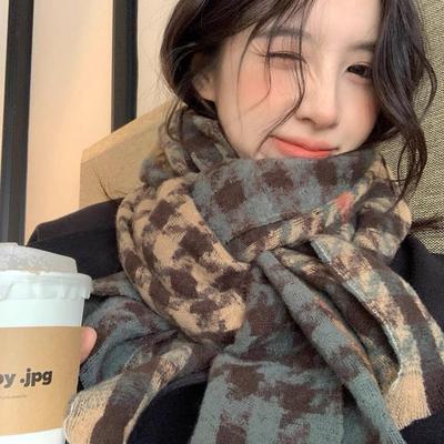 2024 Women's Casual Fashion Houndstooth Scarf - Versatile & Warm Shawl with New Color Contrast Design