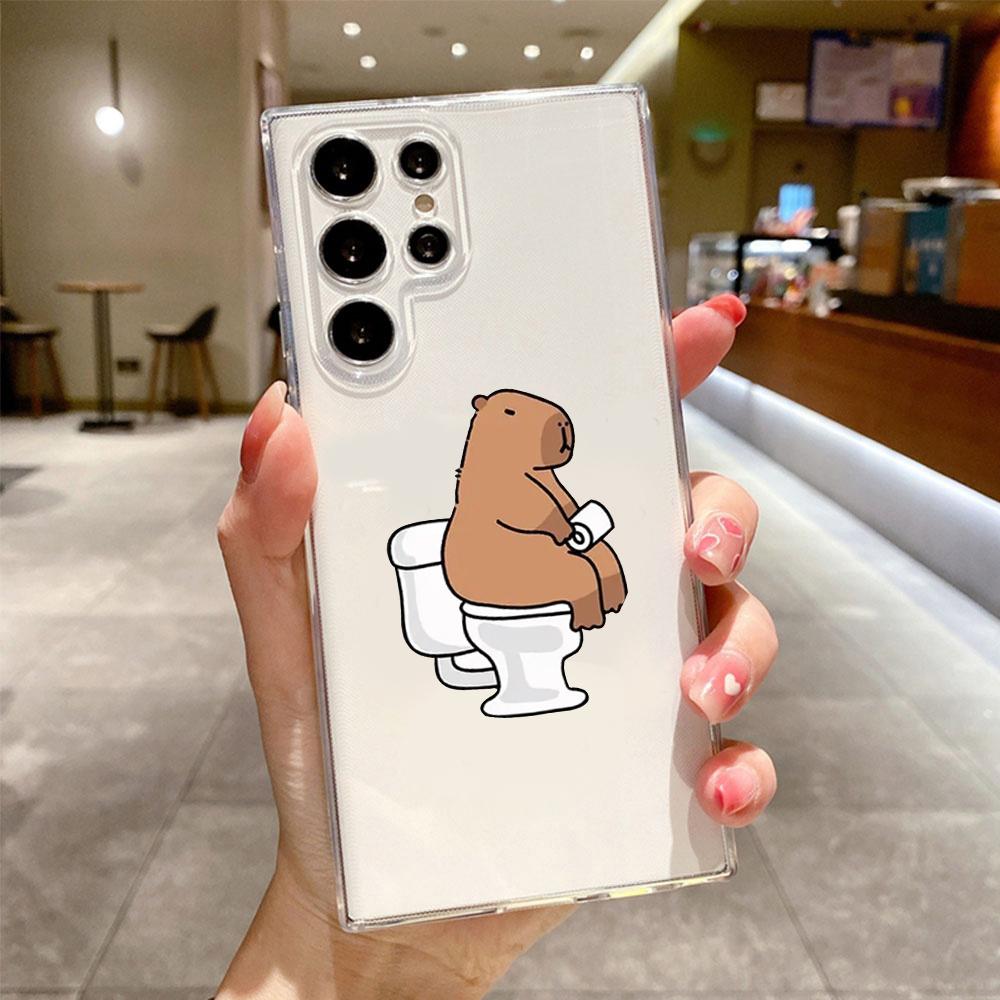 Cute Cartoon funny Capybara Phone Case for Samsung Galaxy S24 S20 S21 FE S22 Plus S23 Ultra 5G Soft Transparent Cover Fundas