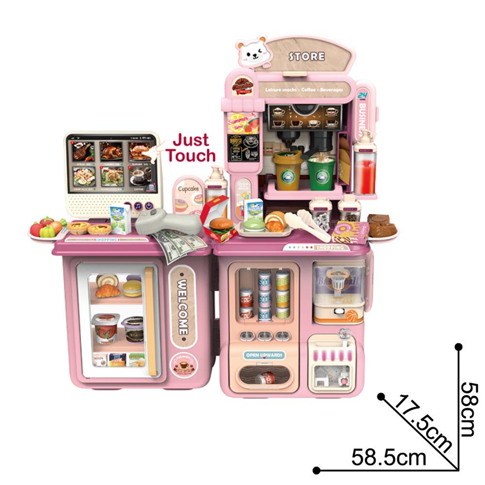 Children Play House Simulation Candy Convenience Store Supermarket Touch Function Checkout Page Appliances Coffee Machine Toys