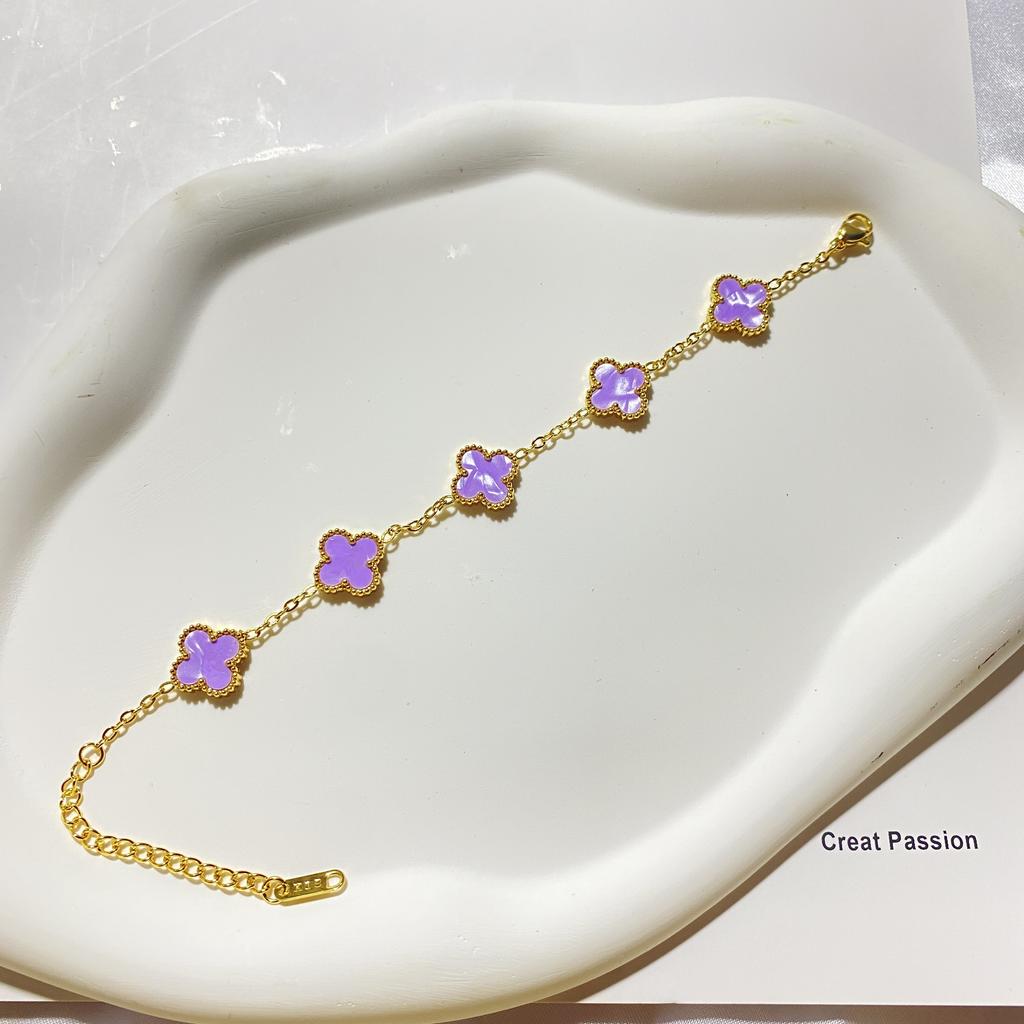 Female Titanium Steel Does Not Fade 9MM Five-flower Lucky Four-leaf Clover Bracelet Is Fashionable and Versatile