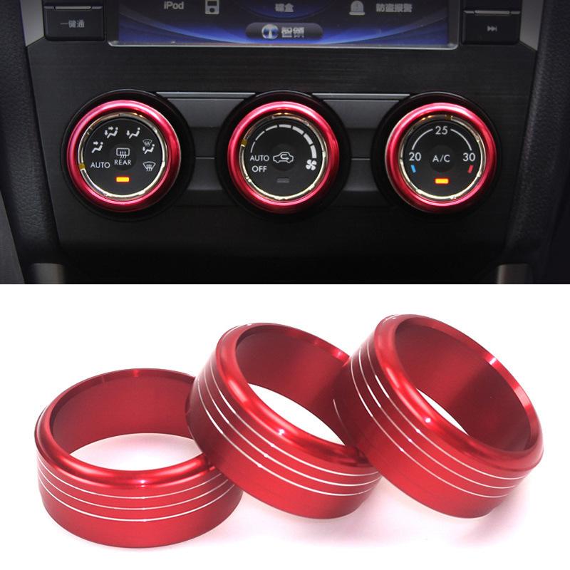 3 Pcs/set Aluminum Alloy Air Conditioning Knob Decorative Ring For Subaru Forester Xv 13-18
