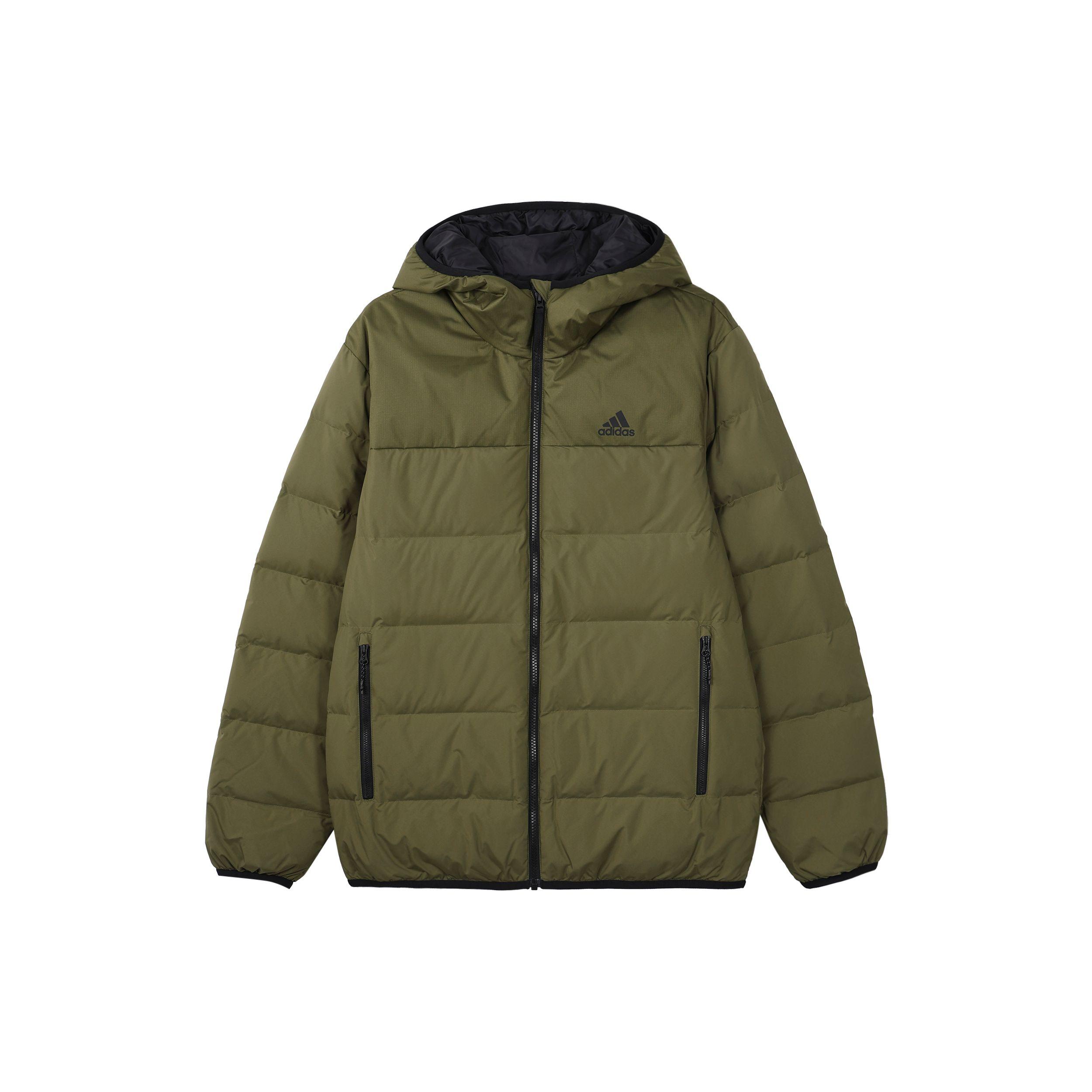 

Adidas с логотипом и принтом на молнии с капюшоном, пуховик унисекс, верхняя одежда, зеленый HZ2593 XXS