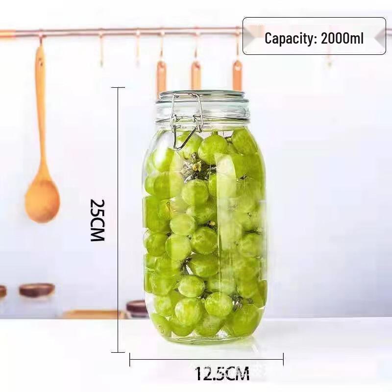 ZISIZ Glass Sealed Storage Jar Set with Stainless Steel Buckle