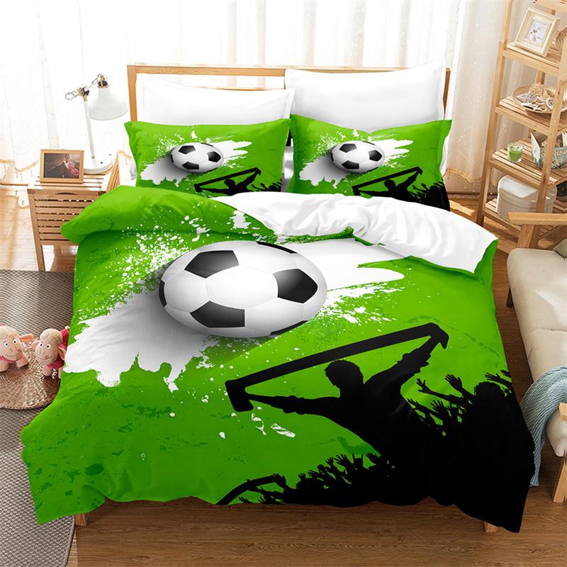 Football Bedding Set Boys Duvet Cover Ball-game Star Quilt Cover Room Gorgeous Competitive Sports Bedding Queen Duvet Cover Set