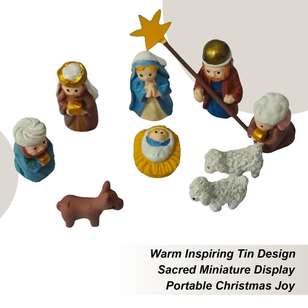 Handmade Pocket Nativity Scene Gift Jar Mini Christmas Nativity Scene Set With Holy Family Sheep And Jesus Statues For Desk