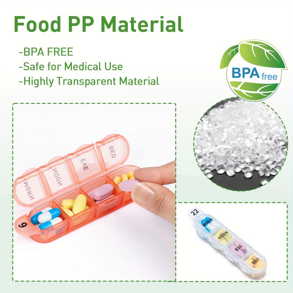 1 Set Monthly Pill Organizer 4 Times A Day, 30 Day Supply with Rainbow Compartments, Portable Medicine & Vitamin Case