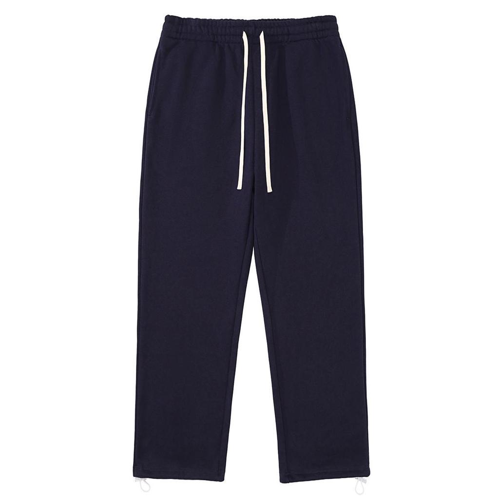 2025 Autumn/Winter Fleece-Lined Hooded Sweatshirt & Pants Set – Men's Trendy European/American Basic, Solid Color, 510g.