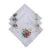 3pcs Small Floral Women's Handkerchiefs Crescent Edge Girl Printed Cotton White Background Refreshing Ladies Handkerchiefs