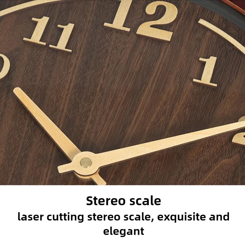 Vintage Wall Clocks Wooden Mechanism Silent Clock Living Room Interior Wall Watch Home Decor Round Clocks Room Furniture