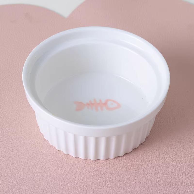 Ceramic Cat Bowl, Cat Food Bowl, Pet Bowl, Dog Bowl, Pet Feeding Bowl with an Inclined Mouth To Protect the Cervical Spine and Prevent Tipping,