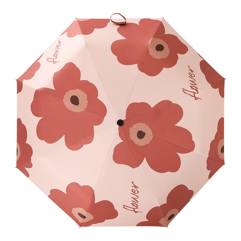 Automatic Umbrella Uv Protection Sun Umbrella Parasol Folding Umbrella Fresh Style Vinyl Dual-Use For Sun And Rain