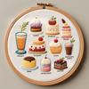Cake Dessert Theme Embroidery Set with Embroidery Hoop and Instructions Beginner Embroidery Craft Set for Art Craft