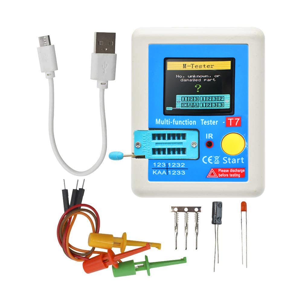 DiyStudio Transistor Multifunction TFT Transistor Tester with Graphic Automatic Shutdown for Vacuum and MOSFETs LCR-T7 Tester, 1.8-inch Full-Color